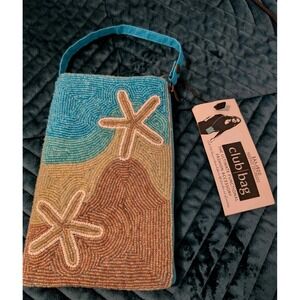 Bamboo Trading Company New Club Bag Blue Ocean Beach Starfish Bag Strap NWT 5x8